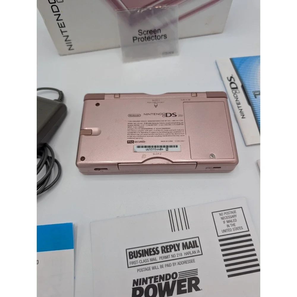 Nintendo DS Lite Coral Pink Console Complete In Box CIB Charger Manual Tested